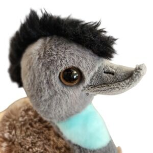 The Petting Zoo Floppy Plush Emu Safari Fuzzy Fun Soft Gray Brown NWT